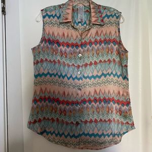 The Evans Group, Silk Button Down Blouse with Collar. Size L